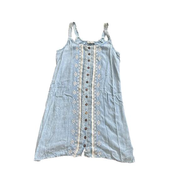 Raya Sun Women's Rayon Blend Button Front Embroidered Sundress size M - Picture 2 of 7